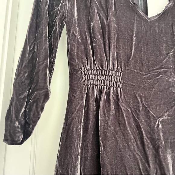 Toast Silk Velvet Shirred Dress NWT Persian Grey 6 - Picture 3 of 7